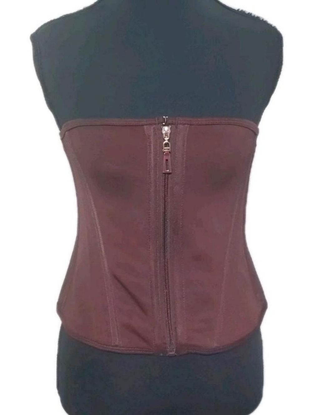 Unbranded Corset Top Womens Medium Brown Zipper Hook & Eye Coquette Boho Femme